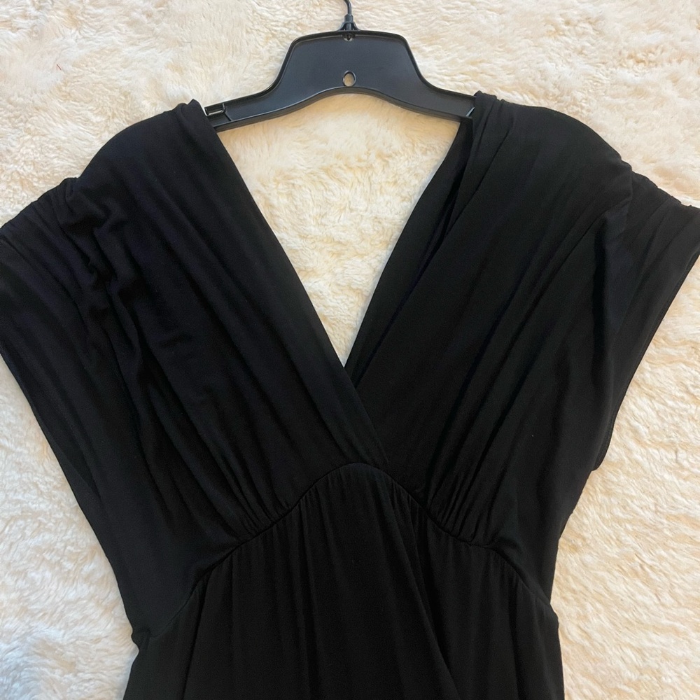 Maternity Seven7 Black Ruched Maxi Gown V-Neck - Picture 4 of 8